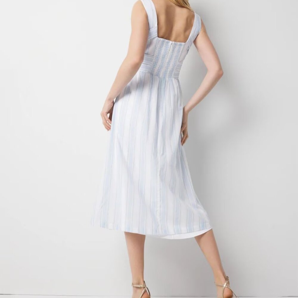 nwt WHITE HOUSE BLACK MARKET bustier poplin midi dress 12 - Picture 2 of 3